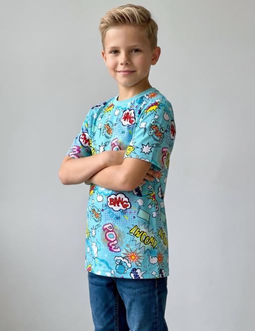 Футболка детская KETMIN HOME рис.BOOM Бирюза