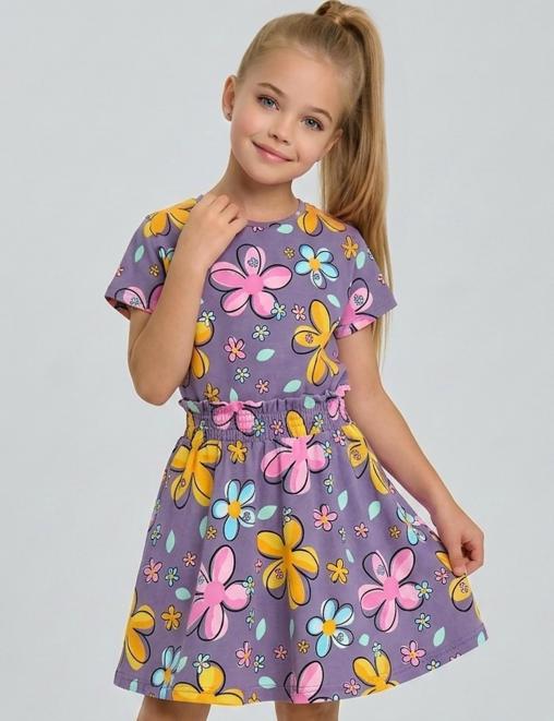 Костюм для девочки KETMIN HAPPY цв.Цветочная поляна кофе (Футболка/Юбка)