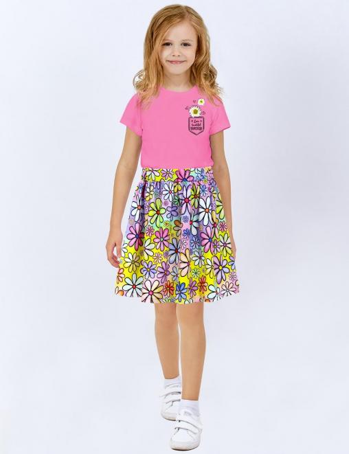 Юбка для девочки KETMIN ЛЕТНИЙ ОТДЫХ DG цв.Ромашки неон