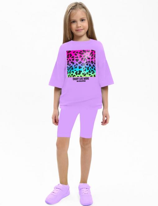 Костюм для девочки KETMIN МАЛИНА ENJOY lIFE цв.Сиреневый (Футболка/Велосипедки)