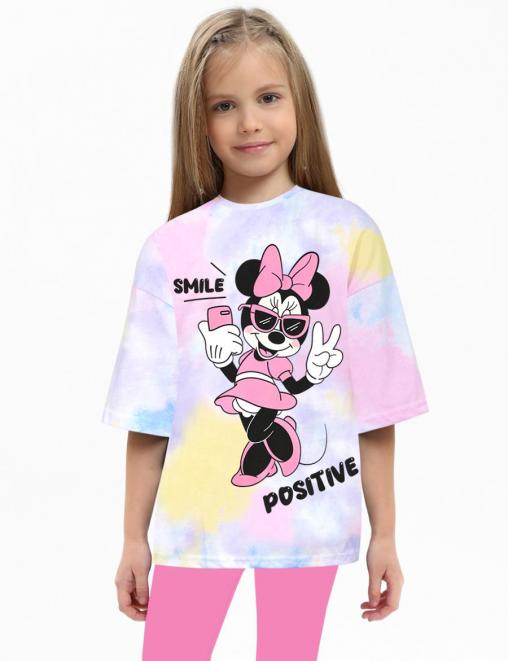 Футболка для девочки KETMIN МАЙАМИ MINNIE POSITIVE цв.Тай Дай Неон