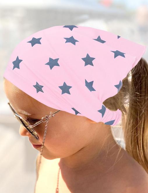 Косынка-бандана СОЛНЫШКО цв.Розовый с серыми звёздами Косынка-бандана СОЛНЫШКО цв.Розовый с серыми звёздами
