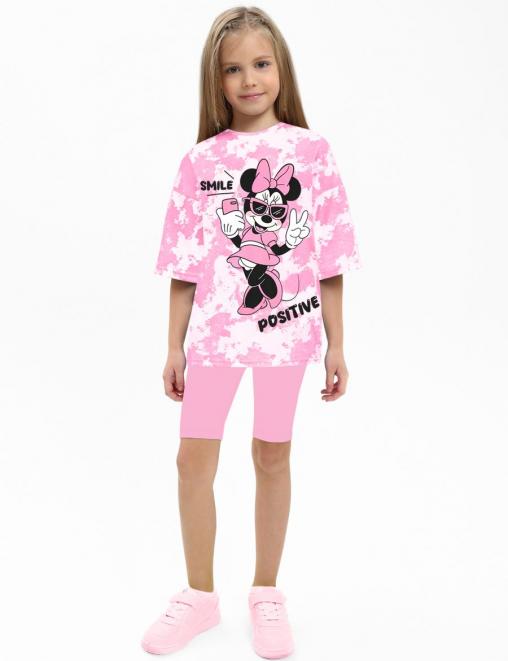 Костюм для девочки KETMIN МАЛИНА MINNIE POSITIVE цв.Тай Дай Розовый/розовый (Футболка/Велосипедки)