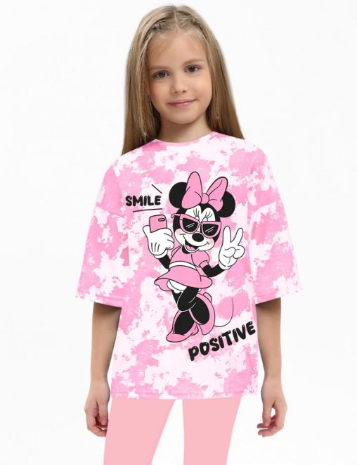 Футболка для девочки KETMIN МАЙАМИ MINNIE POSITIVE цв.Тай Дай Розовый Футболка для девочки KETMIN МАЙАМИ MINNIE POSITIVE цв.Тай Дай Розовый