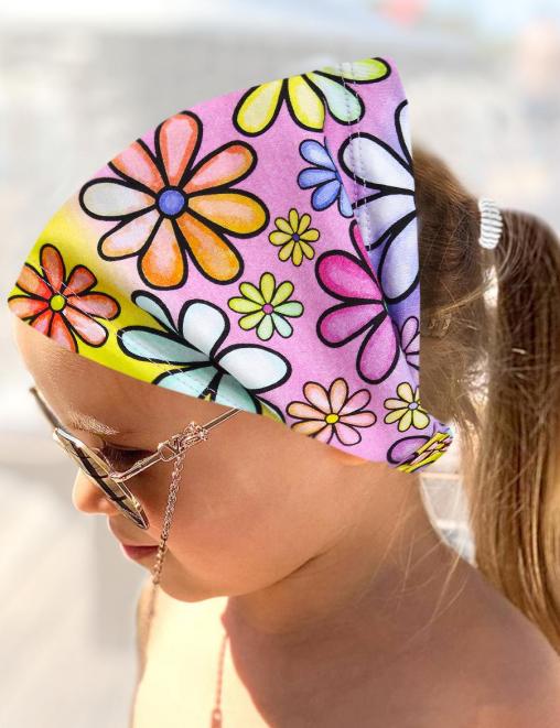 Бандана детская ХЛОПОК цв.Ромашки неон