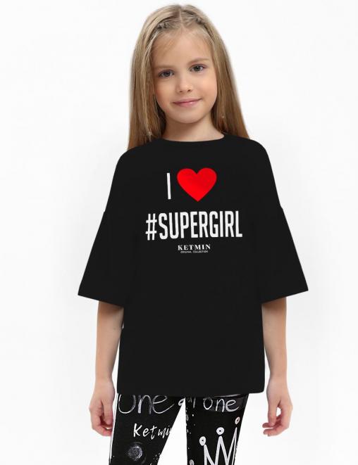 Футболка для девочки KETMIN #SUPERGIRL цв.Черный