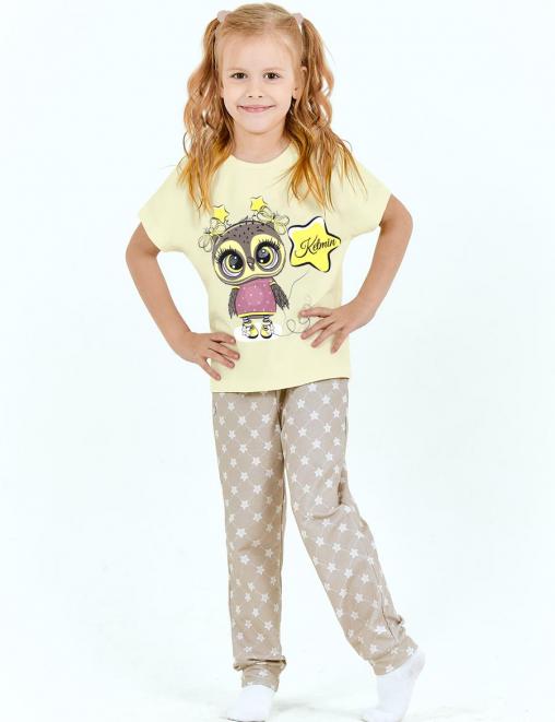 Пижама детская KETMIN КОМФОРТ СОВУШЕЧКА цв.Бежевый (Футболка/Брюки)
