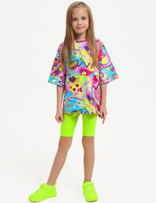 Костюм для девочки KETMIN МАЛИНА COMPACT цв.LOVELY/Салат (Футболка/Велосипедки)