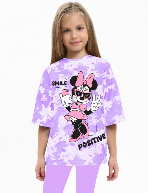 Футболка для девочки KETMIN МАЙАМИ MINNIE POSITIVE цв.Тай Дай Сиреневый