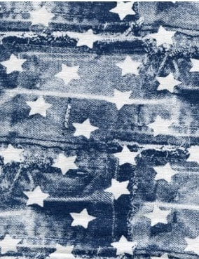 Кулирка с лайкрой ОП уз/полотно ДЖИНС синий/ Звезды белые