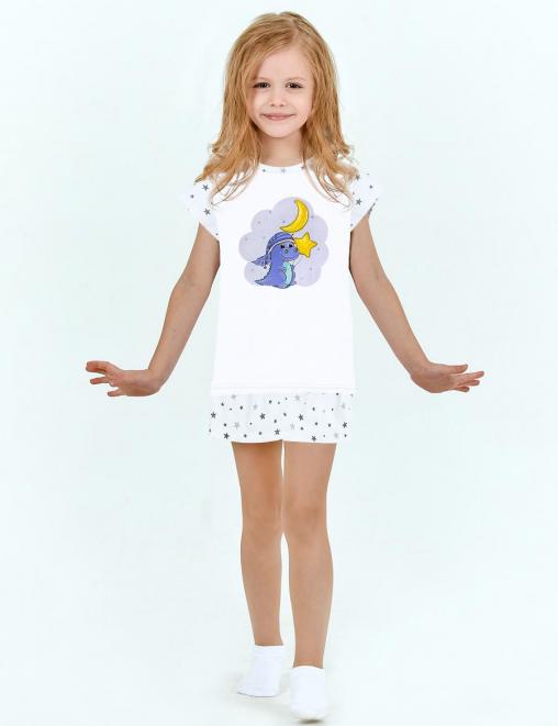 Пижама детская МАЛИНОВЫЕ СНЫ ДРАКОША цв.Белый (Футболка/Шорты) Пижама детская МАЛИНОВЫЕ СНЫ ДРАКОША цв.Белый (Футболка/Шорты)