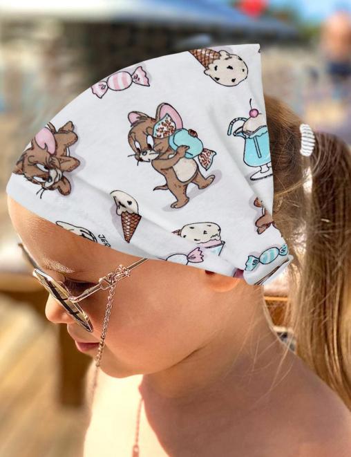 Бандана детская ХЛОПОК цв.Джерри с конфеткой Белый