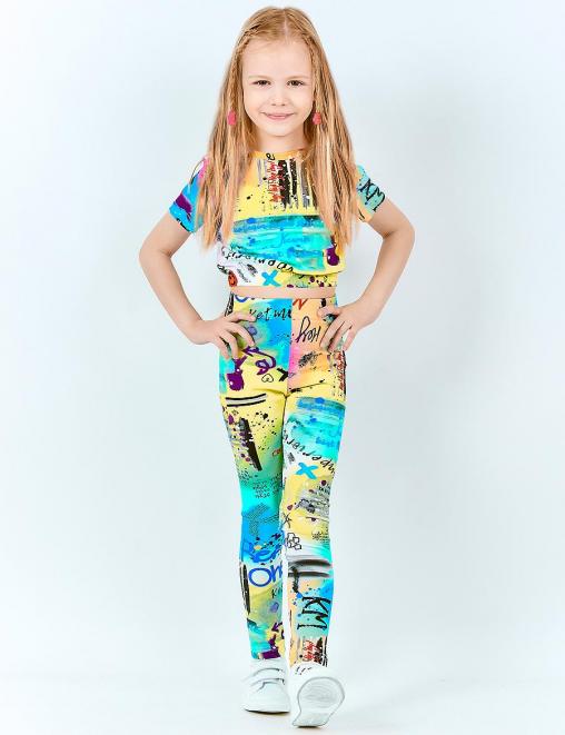 Спортивный костюм SUPERGIRL KETMIN Топ+Леггинсы цв. Граффити Неон