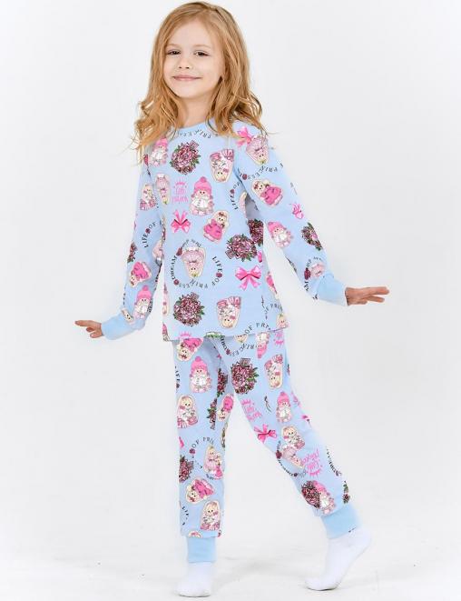 Пижама детская KETMIN CLASSIC ЗАЙЧИКИ цв. Голубой (Лонгслив/Брюки)