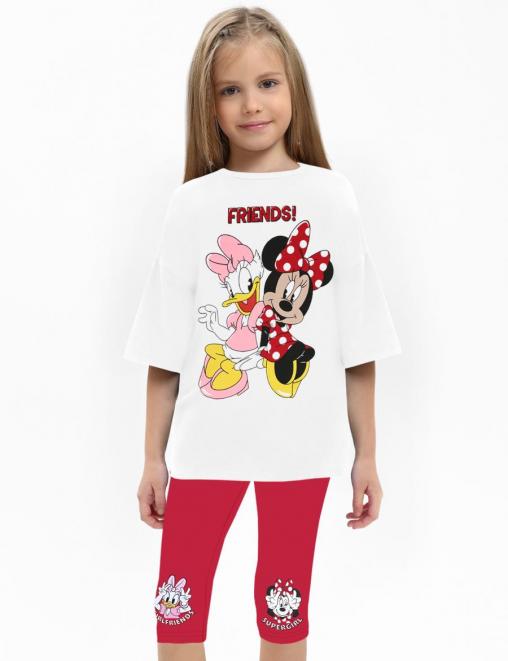 Костюм для девочки KETMIN ЗЕФИР Минни и Дейзи цв.Белый/красный (Футболка/Бриджи)