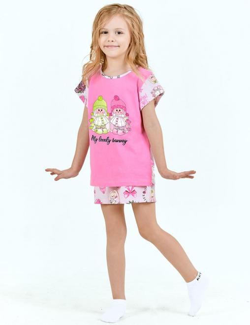 Пижама детская МАЛИНОВЫЕ СНЫ MY LOVELY BUNNY цв. Розовый (Футболка/Шорты)