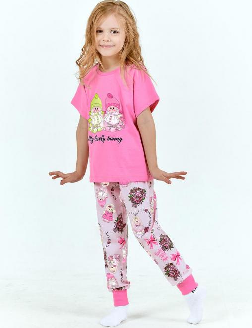 Пижама детская KETMIN КОМФОРТ MY LOVELY BUNNY цв.Розовый (Футболка/Брюки)