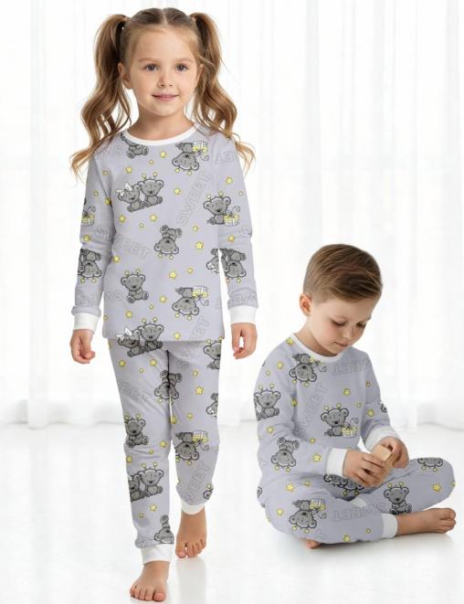 Пижама детская KETMIN CLASSIC МИШКИ SWEET цв.Серый (Лонгслив/Брюки)