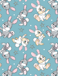 Футер 2-х нитка без ПЭ/ Начёс ОЕ Зайчики цв.Бирюза