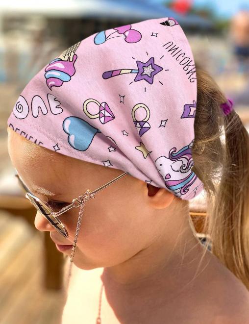 Бандана детская ХЛОПОК цв.Единороги MAGIC розовый