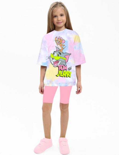 Костюм для девочки KETMIN МАЛИНА МАЙАМИ цв.Тай Дай Неон/розовый (Футболка/Велосипедки)