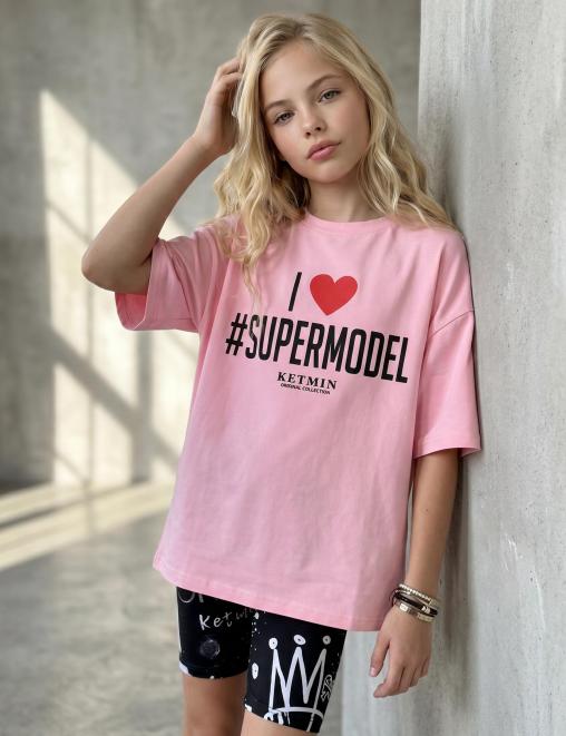 Футболка для девочки KETMIN #SUPERMODEL цв.Розовый