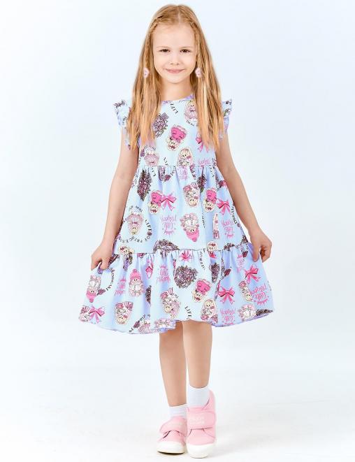 Платье для девочки KETMIN СОЛНЫШКО цв.Зайчики Голубой