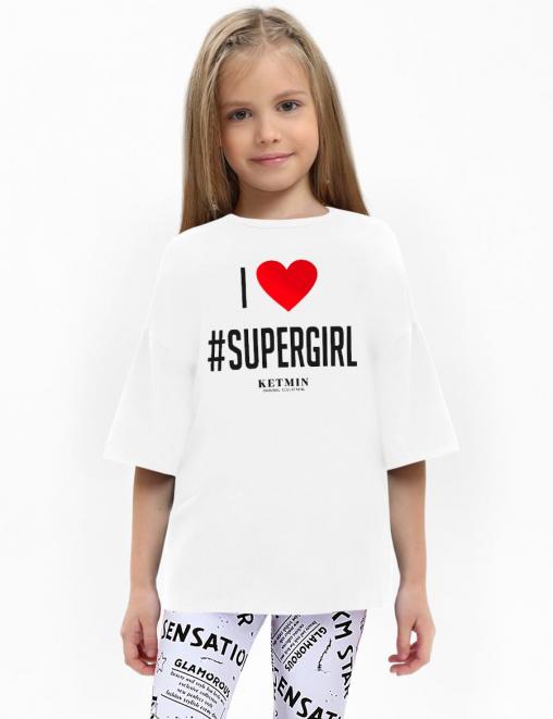 Футболка для девочки KETMIN #SUPERGIRL цв.Белый