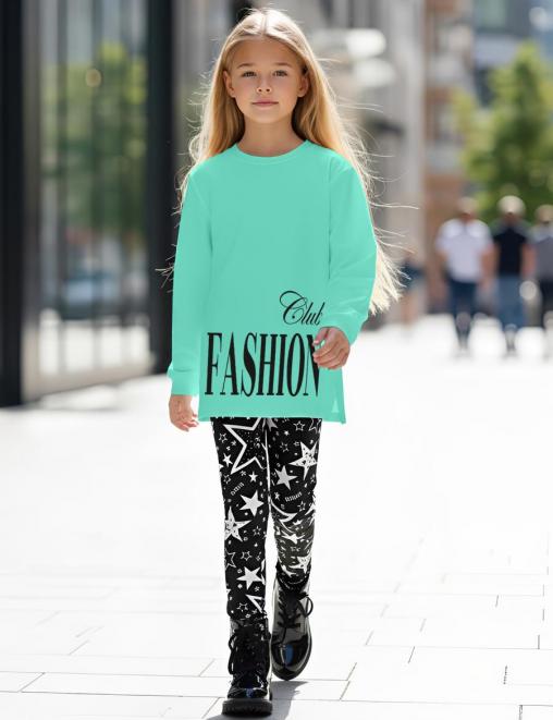 Костюм для девочки KETMIN FASHION CLUB цв.Мята/Чёрный
