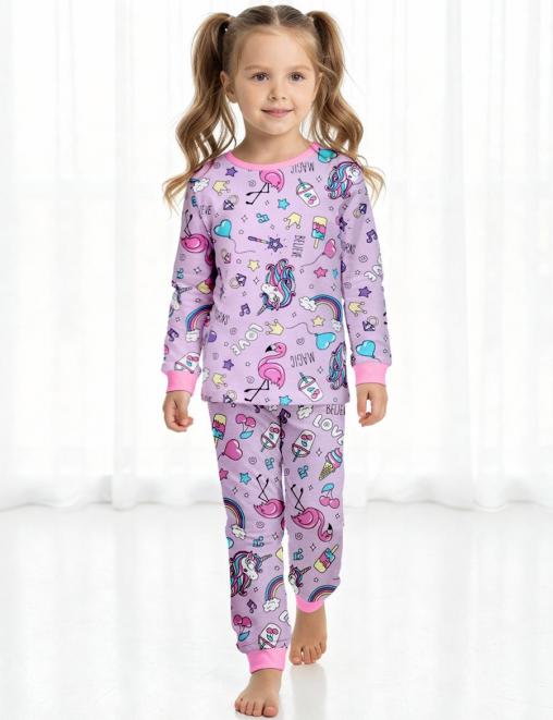 Пижама детская KETMIN НОЧКА MAGIC LOVE с начесом цв.Сиреневый