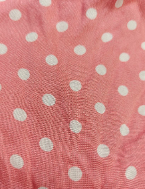 Ткань Штапель Горох на розовом 