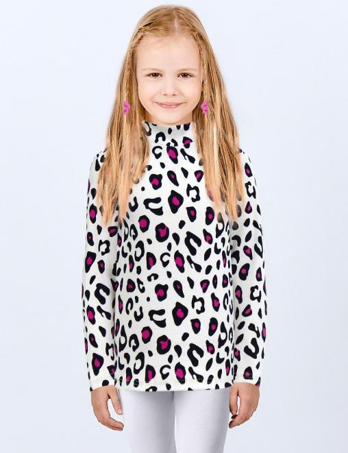 Водолазка для девочки KETMIN лапша цв.Белый Лео/фуксия