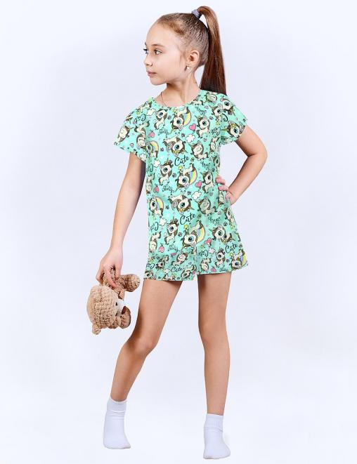 Пижама детская KETMIN DREAM МИЛЫЕ ЕДИНОРОГИ цв.Мятный /Футболка/Шорты/