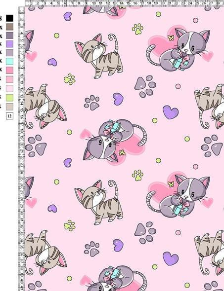 Кулирка ХЛОПОК ОЕ ш/полотно Котята цв.Розовый