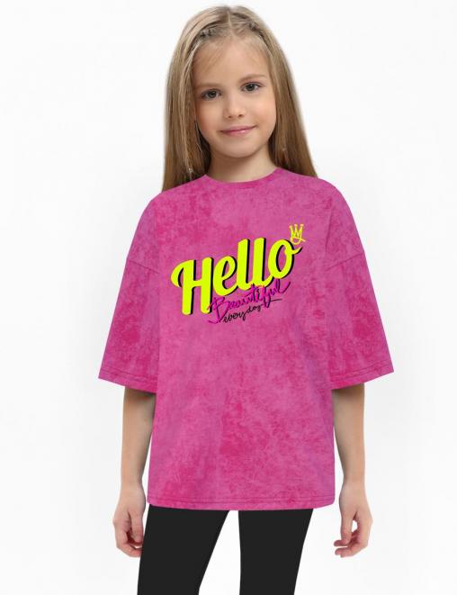 Футболка для девочки KETMIN HELLO цв.Варенка Фуксия