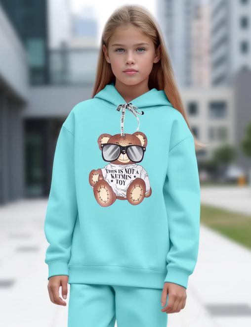 Толстовка с начёсом KETMIN МИШКА TOY цв.Бирюза