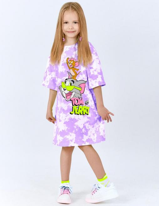 Платье-футболка для девочки KETMIN МАЙАМИ цв.Тай Дай Сирень