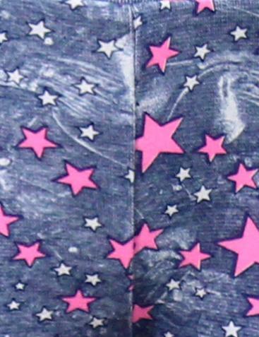 Рибана с лайкрой начес ДЖИНС цв.синий/Звезды розовые