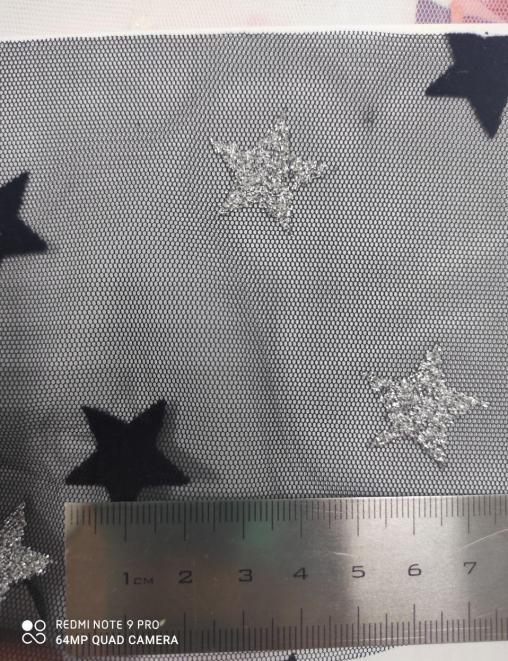 Сетка флок глитер Звезды цв.Синий