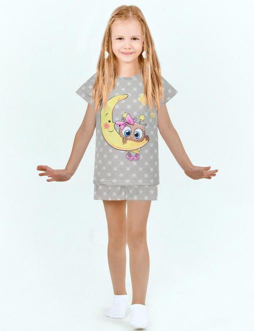 Пижама детская KETMIN DREAM СОВУШКА цв.Бежевый со звёздами (Футболка/Шорты)