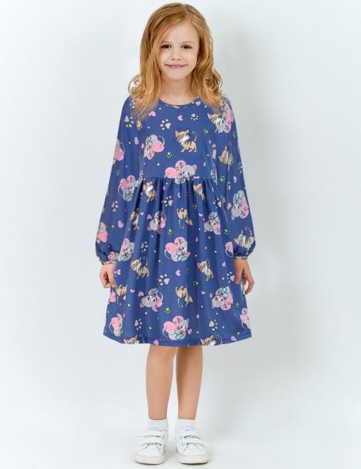 Платье для девочки КАПЕЛЬКА Котята цв.Синий