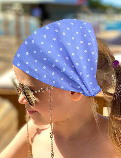 Бандана детская ХЛОПОК цв.Голубой/белый горох