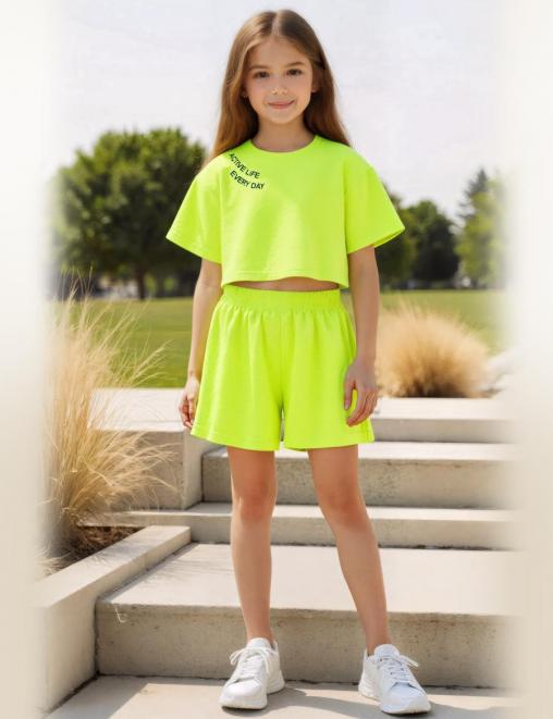 Костюм для девочки KETMIN MONACO цв.Салатовый (Футболка/Шорты)