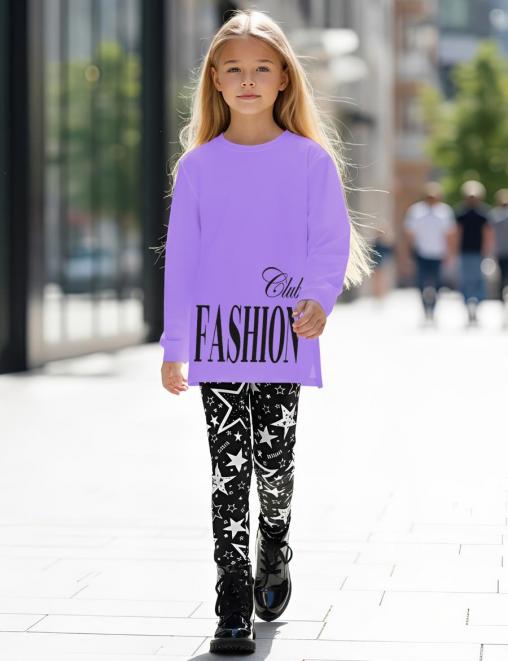 Костюм для девочки KETMIN FASHION CLUB цв.Лиловый/Чёрный