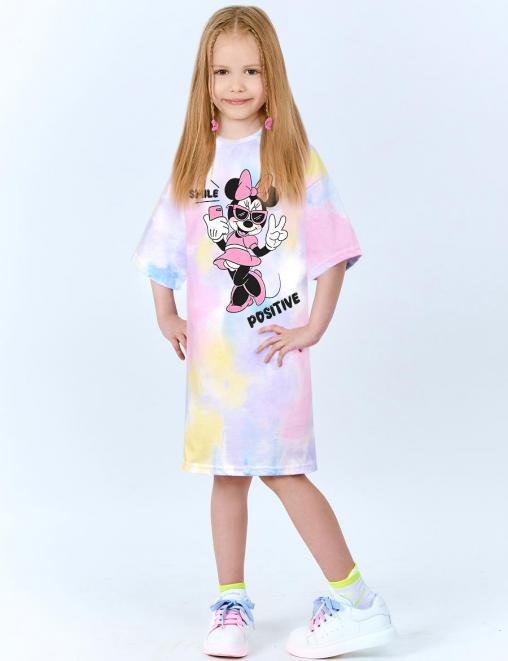 Платье-футболка для девочки KETMIN МАЙАМИ MINNIE POSITIVE цв.Тай Дай Неон