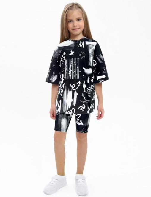Костюм для девочки KETMIN МАЛИНА ONE цв.Граффити Черный (Футболка/Велосипедки)