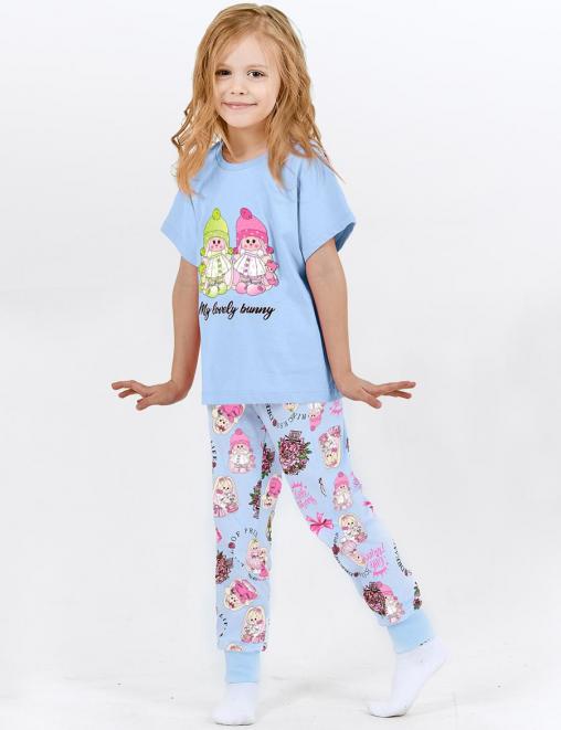 Пижама детская KETMIN КОМФОРТ MY LOVELY BUNNY цв.Голубой (Футболка/Брюки)