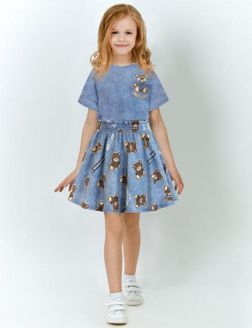 Костюм для девочки KETMIN HAPPY PR цв.Варенка Мишки голубой (Футболка/Юбка)