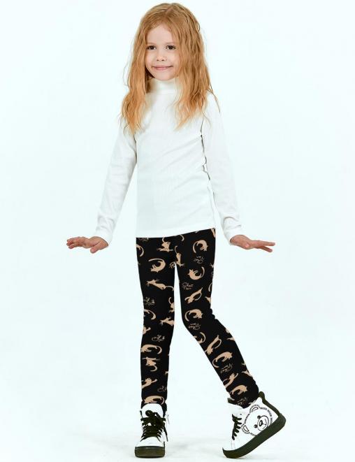 Легинсы детские утеплённые KETMIN КОШКИ цв.Чёрный /на меху