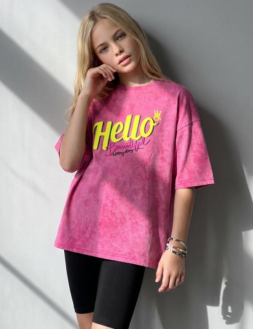 Футболка для девочки KETMIN HELLO цв.Варенка Фуксия